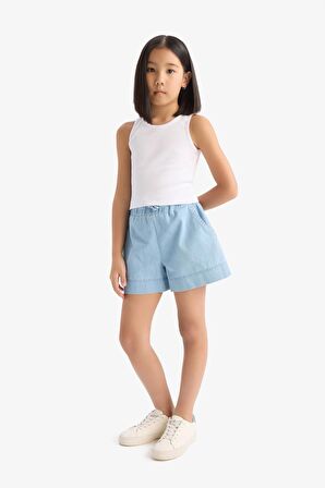 DeFacto Kız Çocuk Beli Lastikli Jean Şort B6386A825SMNM39