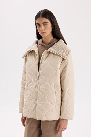 Su İtici Kapitoneli Fermuar Kapamalı Cepli Hafif Mevsimlik Mont