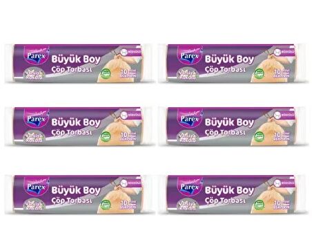 Parex Çöp Torbasi Büyük Boy Büzgülü Vanilya Kokulu 10 'lu x 6 Adet