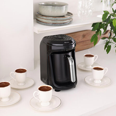 Karaca Hatır Hüps Quartz Közde, Sütlü Içecek Hazırlama Türk Kahve Makinesi 5 Fincan Kapasiteli Black Chrome