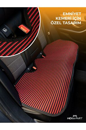 Meka Part Oto Koltuk Koruyucu Kılıf 5 Parça Universal Kırmızı Siyah 2+3 %100 Pamuk