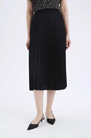 DeFacto 	Esnek Belli Basic Düz Pilise Aerobin Midi Etek B9014AX25SPBK81