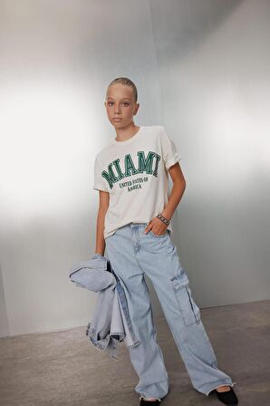 DeFacto Kız Çocuk Wide Leg Kargo Cepli Geniş Paça Jean Pantolon A5734A824AUNM39