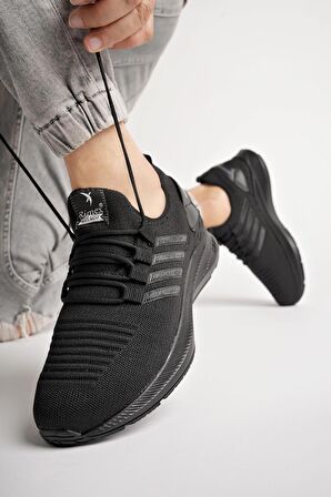 Muggo Couto Garantili Günlük Ortopedik Bağcıklı Çizgili Erkek Sneaker Spor Ayakkabı