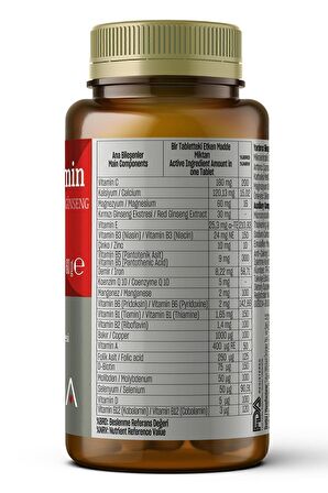 Multivitamin İçeren Takviye Edici Gıda (Mineraller, Kırmızı Ginseng ve Koenzim Q10), 60 Tablet