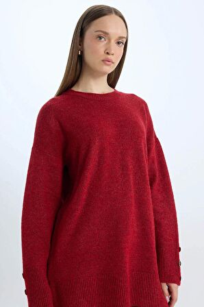 DeFacto Regular Fit Bisiklet Yaka Basic Düz Kazak Tunik D2444AX24WNRD328