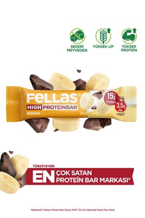 Yüksek Protein Bar - Muzlu 45g X 12 Adet