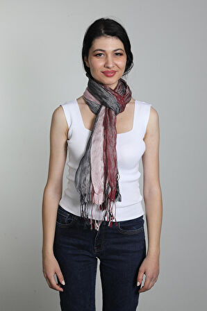 Lila ve Gri Renk İpekli Polyester Şal Fular