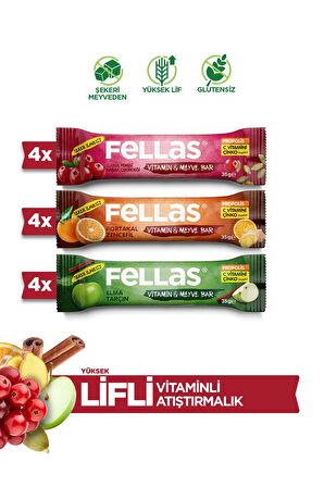 Vitamin & Meyve Bar Karma Kutu 12 Adet (3 Çeşit)