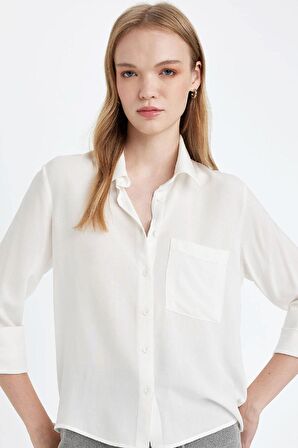 DeFacto Regular Fit Basic Düz Düğmeli Uzun Kollu Gömlek N2518AZ24AUWT32