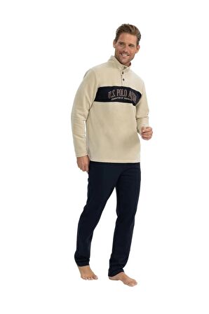 U.S. Polo Assn. Erkek Uzun Kollu Yakası Düğmeli Kışlık Pijama Takımı