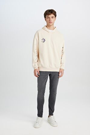 Rick and Morty Oversize Fit Geniş Kalıp Bisiklet Yaka Sırt Baskılı Kalın Sweatshirt Kumaşı Sweatshirt