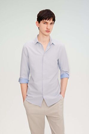 DeFacto Slim Fit Dar Kesim Polo Yaka Petek Dokulu Uzun Kollu Gömlek B6476AX24SPBE523