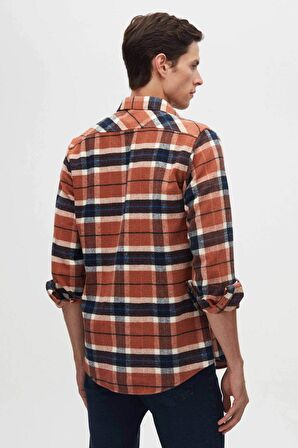 Slim Fit Tarçın Ekose Oduncu Gömlek 1HC02ORTODN02