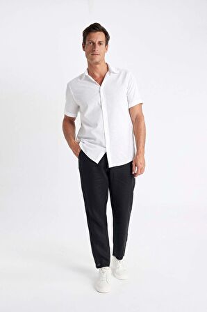DeFacto %100 Keten Relax Fit Rahat Kesim Düz Paça Yazlık Pantolon C1117AX24SMBK81