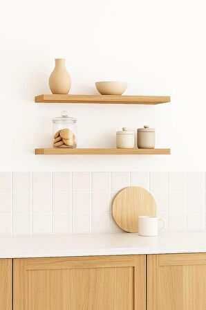40 Cm Ikili Safir Meşe Mdf Uçan Duvar Rafı Gizli Bağlantı Kitaplık