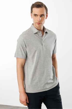 Erkek Polo Yaka Merserize T-shirt Füme