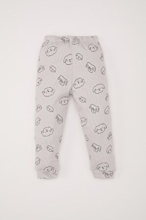 DeFacto Erkek Bebek Pijama Takımı Fitilli Kaşkorse Bisiklet Yaka Desenli Uzun Kollu Üst Beli Lastikli Uzun Alt D7148A524WNGR470