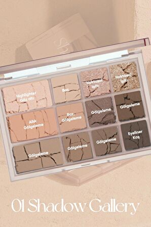 Çok Fonksiyonlu, Yoğun Pigmentli Far Paleti Clio Shade & Shadow Palette (01 Shadow Gallery)