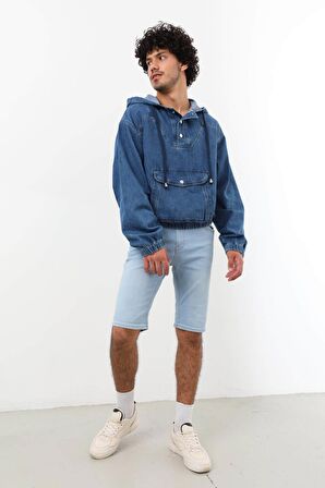 Erkek Jean Sweatshirt Koyu Mavi