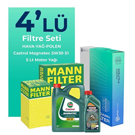 MANN Fiat Bravo 1.6 Dizel Filtre Bakım Seti Castrol Motor Yağlı (2007-2015) 4 Lü