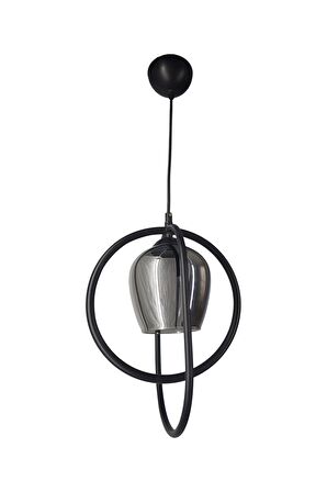 Olimpiyat Siyah Tekli Füme Camlı Avize | Kaliteli Modern Metal Avize