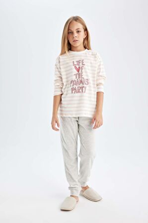 DeFacto Kız Çocuk Baskılı Uzun Kollu Pijama Takımı D3740A824AUER134