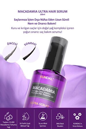 Parlaklık Sunan Besleyici Saç Serumu Kundal Macadamia Ultra Hair Serum 100ml (Acacia Moringa)