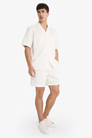 DeFacto %100 Pamuk Yazlık Relax Fit Rahat Beyaz Jean Bermuda Şort Z4460AZ25SMWT34