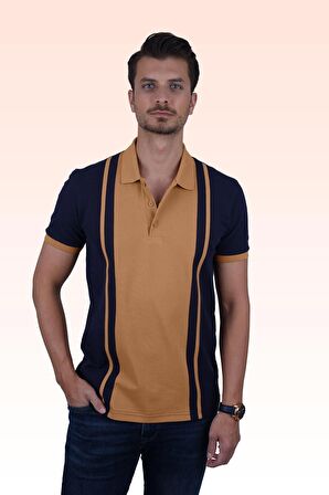 Lacivert Hardal Çift Renkli Polo Tişört