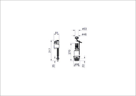 VitrA 330B4111 VitrAplus Alttan Su Girişli Rezervuarlar için İç Takım