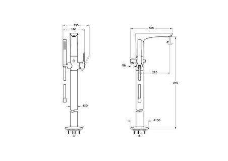 VitrA Root A4274136 Round Yerden Küvet Bataryası, El Duşlu, Mat Siyah