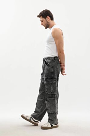 Erkek Kargo Cepli Jean Pantolon