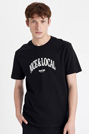 DeFacto Regular Fit Bisiklet Yaka Baskılı Kısa Kollu Tişört D4765AX24SMBK81