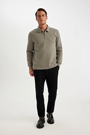 Siyah Tailored Regular Fit Düz Paça Cepli Pantolon