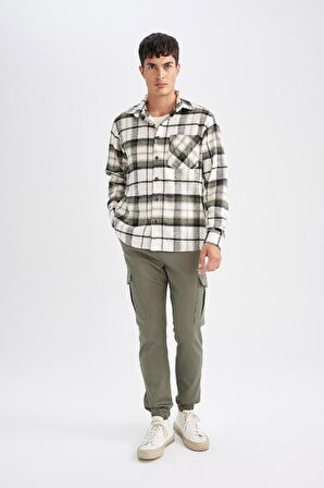 DeFacto Regular Fit Polo Yaka Kareli Uzun Kollu Gömlek D1659AX24AUKH206