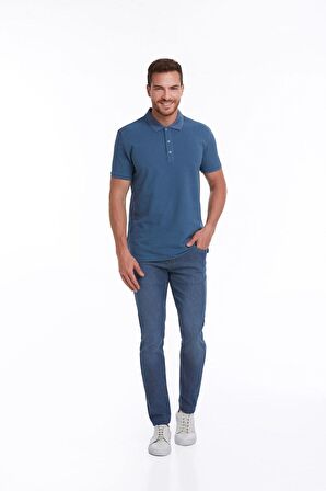 İndigo Regular Fit %100 Pamuk Polo Yaka Tişört | XXL
