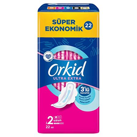 Orkid Ultra Ekstra Uzun 22 Adet Süper Ekonomik Paket Hijyenik Ped