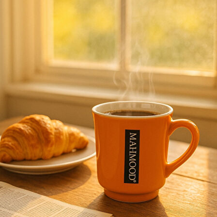 Mahmood Coffee Mottolu Turuncu Porselen Kupa 300 ml