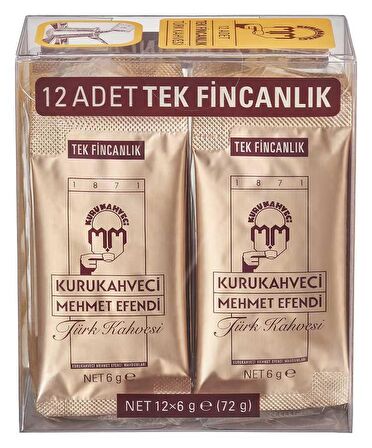 Sade Orta Kavrulmuş Öğütülmüş Tek Kullanımlık Türk Kahvesi 12x6 gr