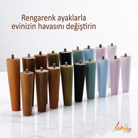 Ahşap Ayak 12 Cm 2'li Set Koyu Meşe M8 Civatalı Bağlantı Aparatlı Dolap Mobilya Koltuk Kanepe Destek Ayağı Ayakları