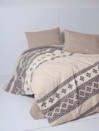 Cotton Box Flanel Nevresim Takımı Çift Kişilik Anita Karamel