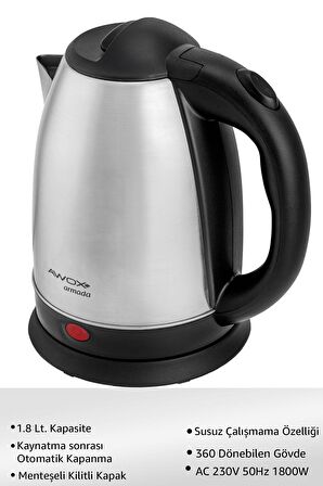 Awox Armada Su Isıtıcı Kettle 1.8 Lt. Inox