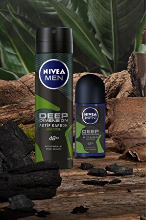 Nivea Men Erkek Sprey Deodorant Deep Dimension Amazonia 150ml, 48 Saat Anti-perspirant Ter Koruması