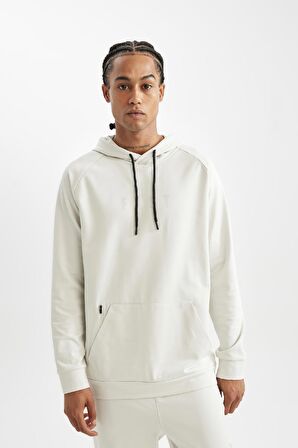 DeFactoFit Standart Fit Kapüşonlu Cepli Skuba Dalgıç Kumaş Sporcu Sweatshirt D1950AX24AUBG721