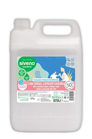Siveno %100 Doğal Bebek Çamaşır Sabunu Kendinden Yumuşatıcılı Bitkisel Deterjan Vegan 5000 ml