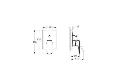 Artema Root Square A4275226 Ankastre Banyo Bataryası, Sıva Üstü, Bakır