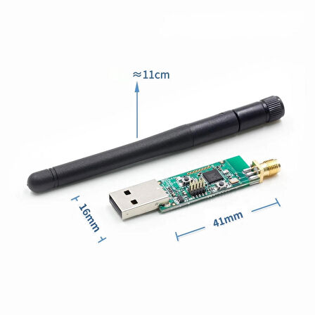 Cc2531 Usb Dongle + Anten 2.4ghz Zigbee Wifi Bluetooth Kablosuz Data Yakalayıcı