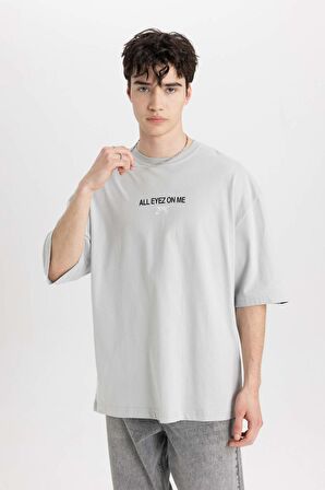Tupac Shakur Loose Fit Bisiklet Yaka Sırt Baskılı Kısa Kollu Tişört