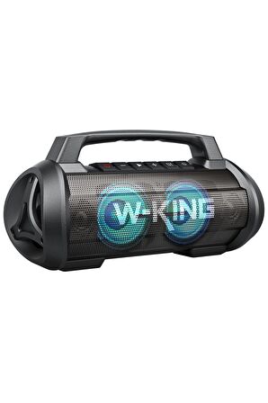 W-KING D10 Bluetooth Hoparlör 120W Partybox 42S Dinleme Işıklı IPX6 Kablosuz Stereo TWS Ses Bombası Siyah